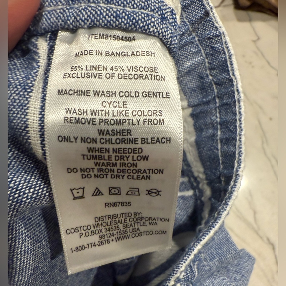 NAUTICA Women's Blue Shorts Size XL X-Large Striped Linen Boho Pockets NWT - Picture 15 of 15
